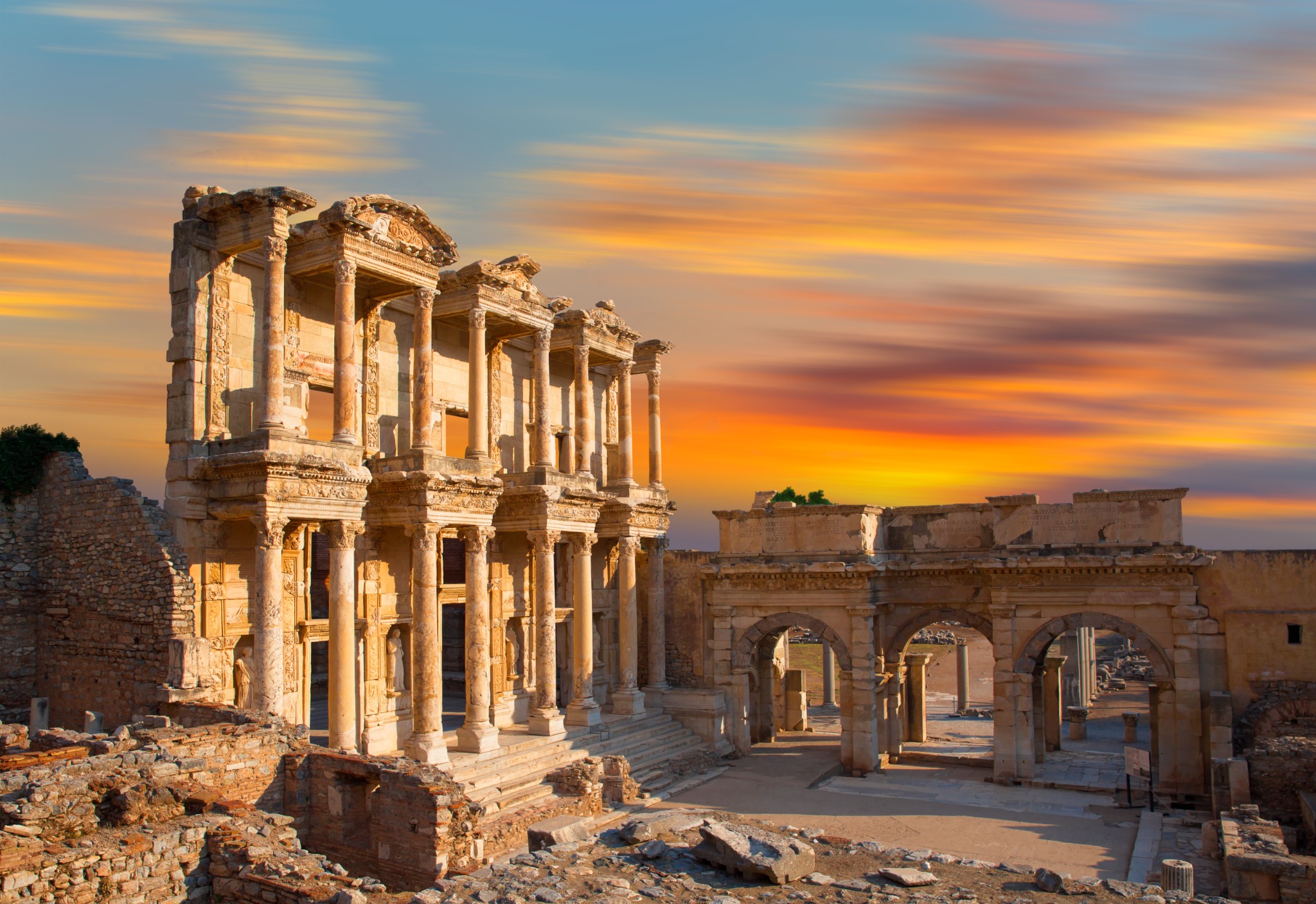 The Library of Celsus in Ephesus at sunset
